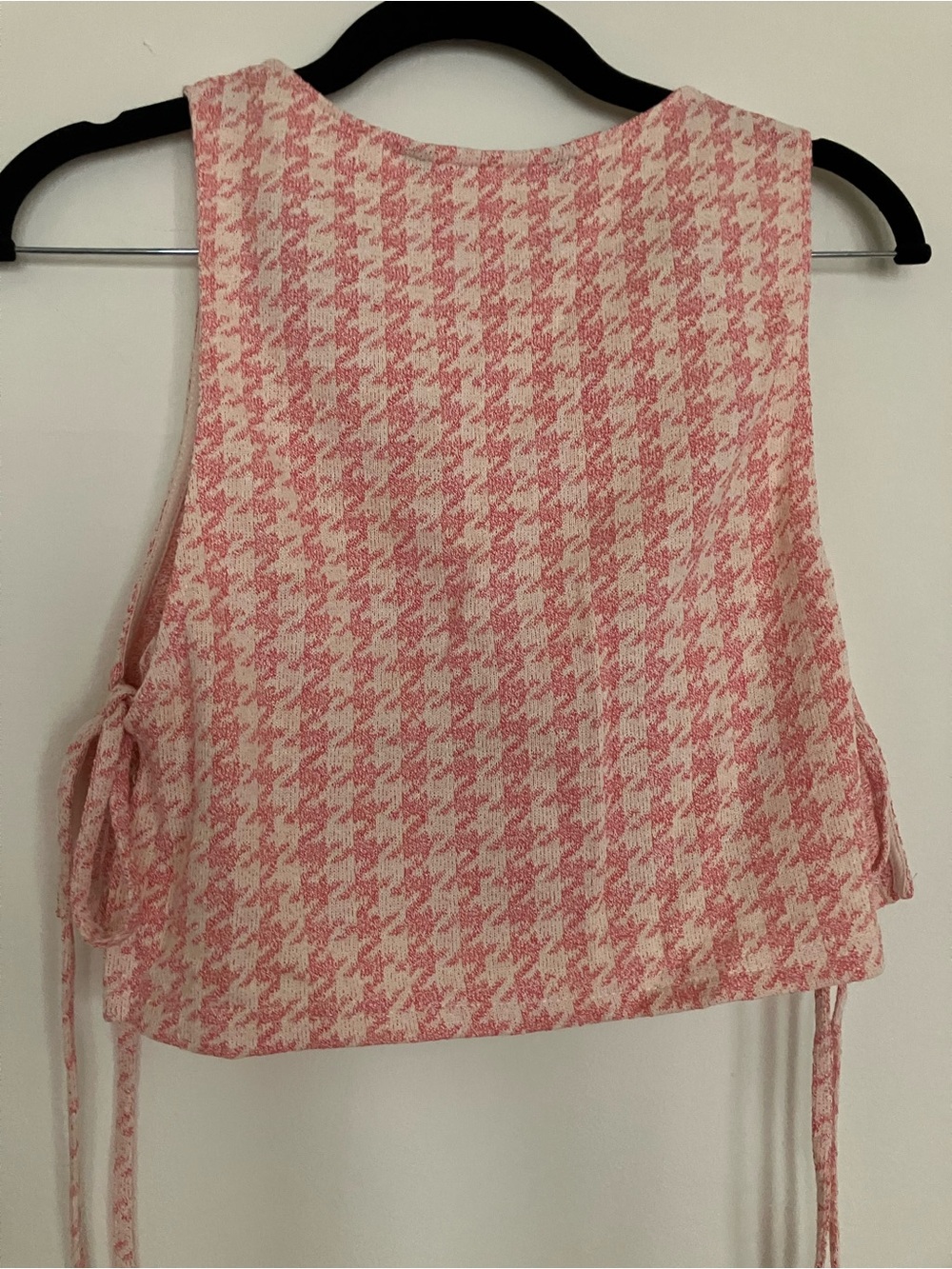 Zara Houndstooth Side-Tie Crop Top